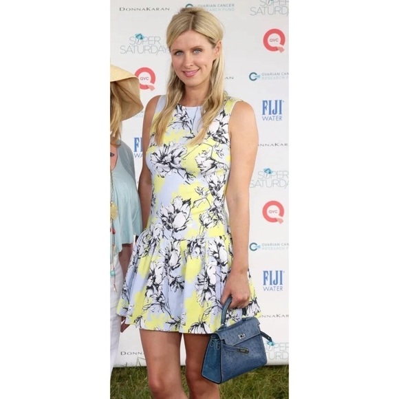 TORN BY RONNY KOBO BRADY FLORAL YELLOW MINI FIT FLARE DROP WAIST DRESS SZ S - Picture 5 of 14